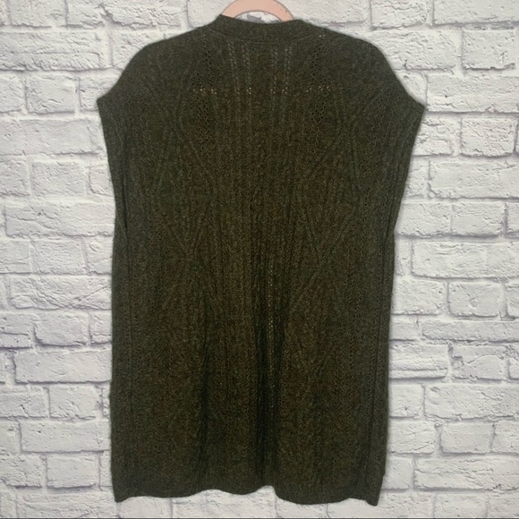 Peruvian Connection Marled Green Baby Alpaca And Cotton Sleeveless Cardigan - Picture 7 of 15